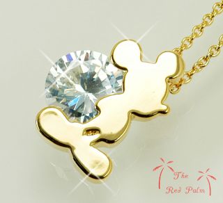 18K Gold Plated Disney Mickey Mouse Pendant Necklace Use Clear