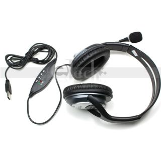 USB 2.0 Stereo Headphone Microphone for PC Laptop Black with Silver