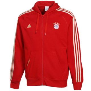 Adidas Bayern Munich Red Core Full Zip Hoodie Sweatshirt L