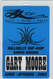 ZZ Top Gary Moore 2002 Euro Afrique Tour Laminated Backstage Pass