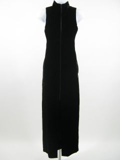 Mila Schon Black Velvet Long Zip Front Dress Sz 40