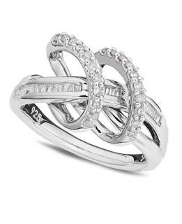 Diamond Ring, Sterling Silver Diamond Double Ribbon Ring (1/3 ct. t.w