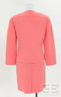 Mila Schon 2pc Coral Wool Jacket Skirt Set Size 6 38