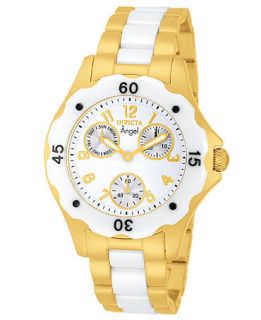 Invicta Watch, Womens Angel White Ceramic and Gold tone Stainless