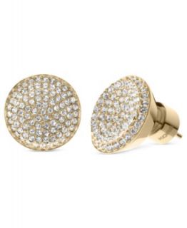 Michael Kors Earrings, Gold Tone Concave Glass Pave Stud Earrings