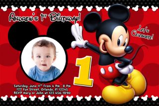 Mickey Mouse Clubhouse First Birthday Shower Party Custom Invitation