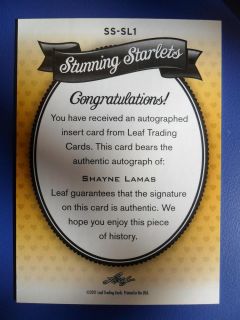 2011 LEAF POP CENTURY STUNNING STARLETS SHAYNE LAMAS AUTO CARD #d 4/5