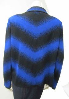 Ming Wang Filament Acrylic Open Sweater Jacket Black Royal Blue L