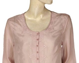New $298 Day Birger Et Mikkelsen Embroidered Pink Silk Tunic Top s