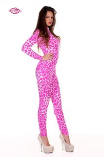 Contagious Clubwear Nicki Minaj Giraffe Pink Catsuit UK 6 14 Costume