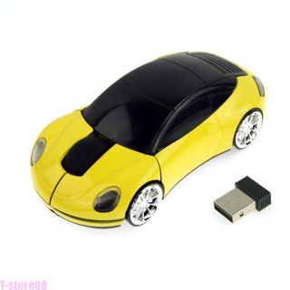 Yellow Car Mini Nano USB 2 4G 1600dpi Optical Wireless Mice Mouse for