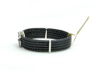 Charriol Cable Bracelet Black White Diamond 1ct 18K White Gold