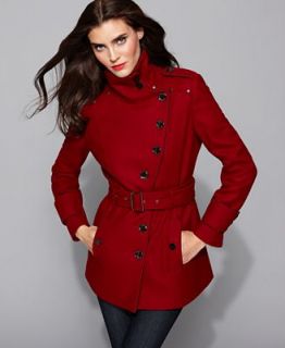 Kenneth Cole Reaction Jacket, Belted Asymmetrical Wool Blend Trench