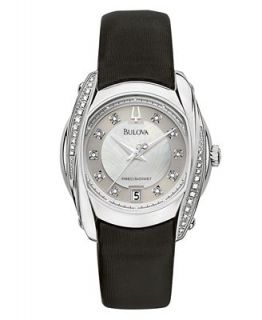Bulova Watch, Womens Precisionist Black Leather Strap 96R140