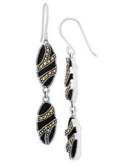 Genevieve & Grace Sterling Silver Earrings, Gold Marcasite and Onyx (6