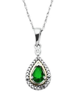 10k Gold Pendant, Emerald (5/8 ct. t.w.) and Diamond Accent Oval Swirl
