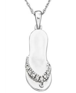 Diamond Necklace, 14k White Gold Diamond Accent Flip Flop Diamond