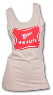 Miller High Life Classic Logo Tan Ladies Graphic Tank Top