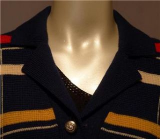Vintage ACME Sweater Small 100% Virgin Wool Stripe Womens Cardigan S
