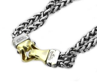 David Yurman 14k Solid Gold & Sterling Silver Necklace Cable Double
