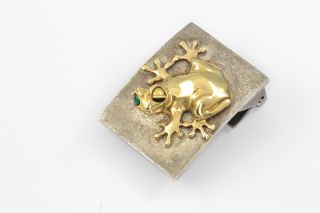 Ruven Perelman 18K Gold Silver Belt Buckle Frog Emerald