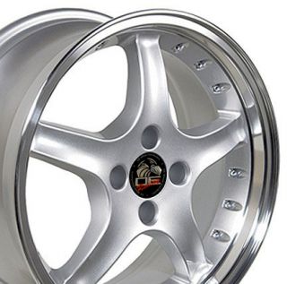 17 Cobra 4 Lug Wheels Silver Set of 4 17x8 Rims Fit Mustang® GT 79