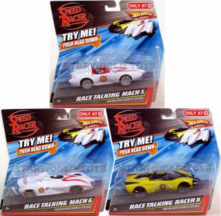 Hot Wheels Speed Racer Race Talking Lot of 3 New Mattel Mach 5 Mach 6