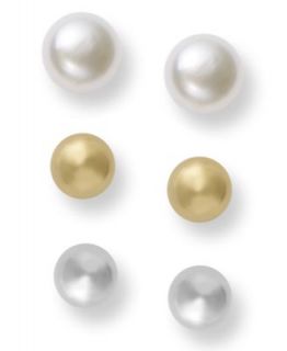 Giani Bernini Pearl Earrings Set, Two Tone Cultured Freshwater Pearl