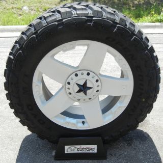 22 White XD Rockstar Wheels Rims 35 Toyo Open Country MT Chevy