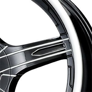 139.7 Lx 55 Black CNC Mach W/ Stainless Chrome Lip Wheels/Rims