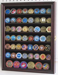 56 Military Challenge Coin Display Case Rack Wall Shadow Box Cabinet