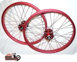20 Red Rims SR HF Hubs BMX Old School Raleigh Ukai GT Wheels