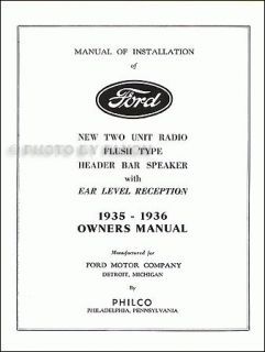 1936 Ford Radio Owners Manual 35 36 Owner and Installation Book