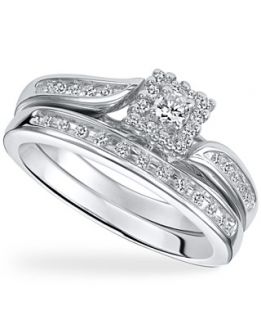 Diamond Ring Set, Sterling Silver Diamond Engagement Ring Set (1/4 ct