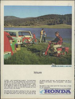 Leisure Fun on Two Wheels Honda 55 Trail Motorcycle Ad 1963