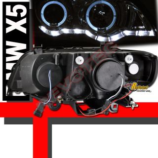 00 01 02 03 BMW x5 E53 Halo Rims LED Strip R8 Projector Headlights