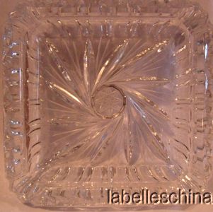 Unbranded Pinwheel Crystal Heavy Intricate Cross Cut Square Ashtray