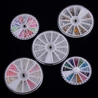 5X Wheels Nail Art Decoration Rose Sequin Pearl H4466