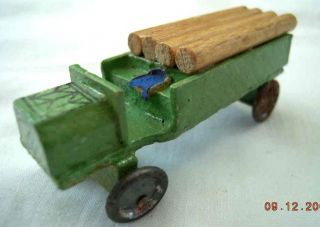 Ant Wooden Logging Toy Truck Metal Wheels German Wagon