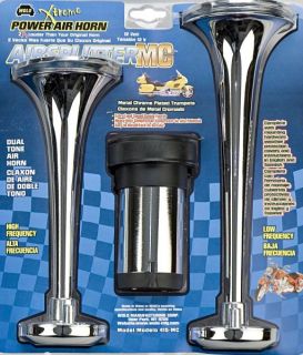 DUAL TONE AIR HORN POLISHED METAL CHROME PLATED TRUMPETS, COMPRESSOR
