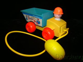 Vintage FISHER PRICE Jiffy Dump Truck Squeeze Bulb Pull Toy #151 1982