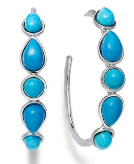 Sterling Silver Earrings, Turquoise Hoop Earrings (4 8mm)   Earrings
