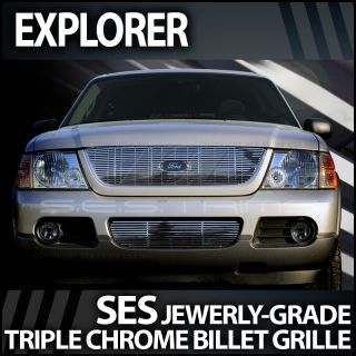 2002 2005 Ford Explorer SES Chrome Billet Grille (2pc. top & bottom)