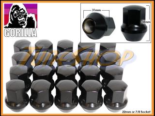 20 Gorilla Stock Wheels Lug Nuts 14x1 5 M14 1 5 Acorn Rim Black