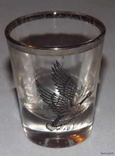 Vintage Bird Duck Canada GOOSE Silver Rim Shot Glass