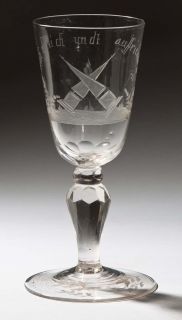 Antique Bohemian Germanic Motto Wine Glass Goblet C1730