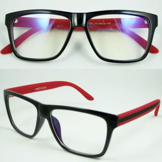 Eyeglass Eyewear Large Lens Vintage Red Black Spectacle Optical Frame