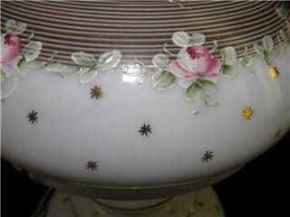 Vintage Hand Painted Enamel Roses Boudoir GWTW Hurricane Table Lamp