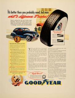 1939 Ad Goodyear Rubber Tires Wheels Car Rayotwist Cord   ORIGINAL