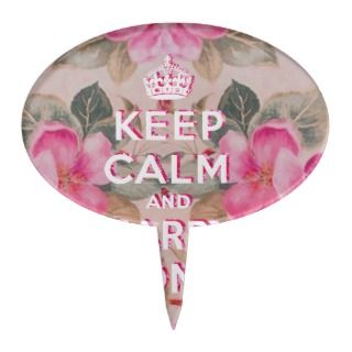 Girly keep calmVintage pink elegant floral roses Cake Pick